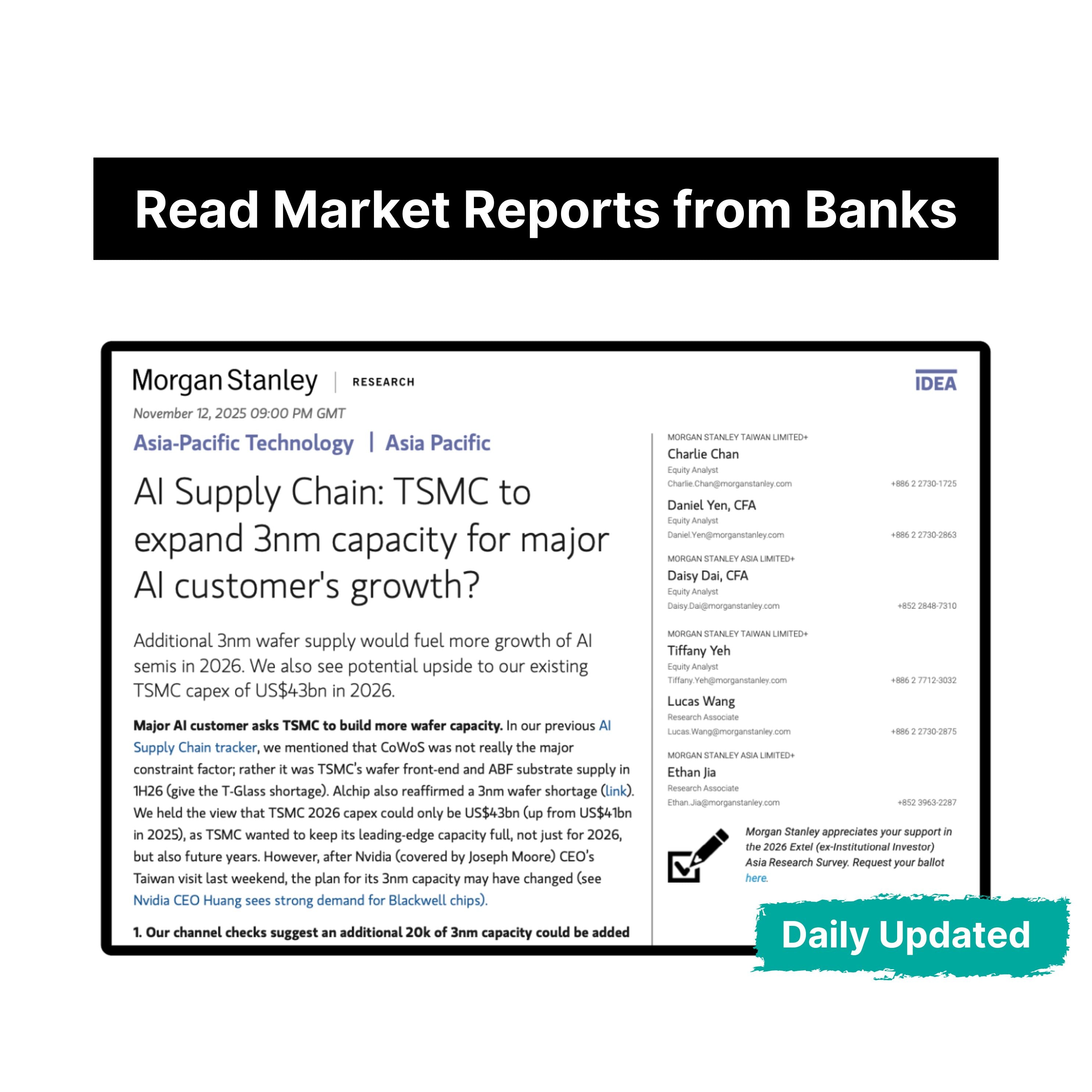 Investment Bank Reports Subscription (Daily Update)