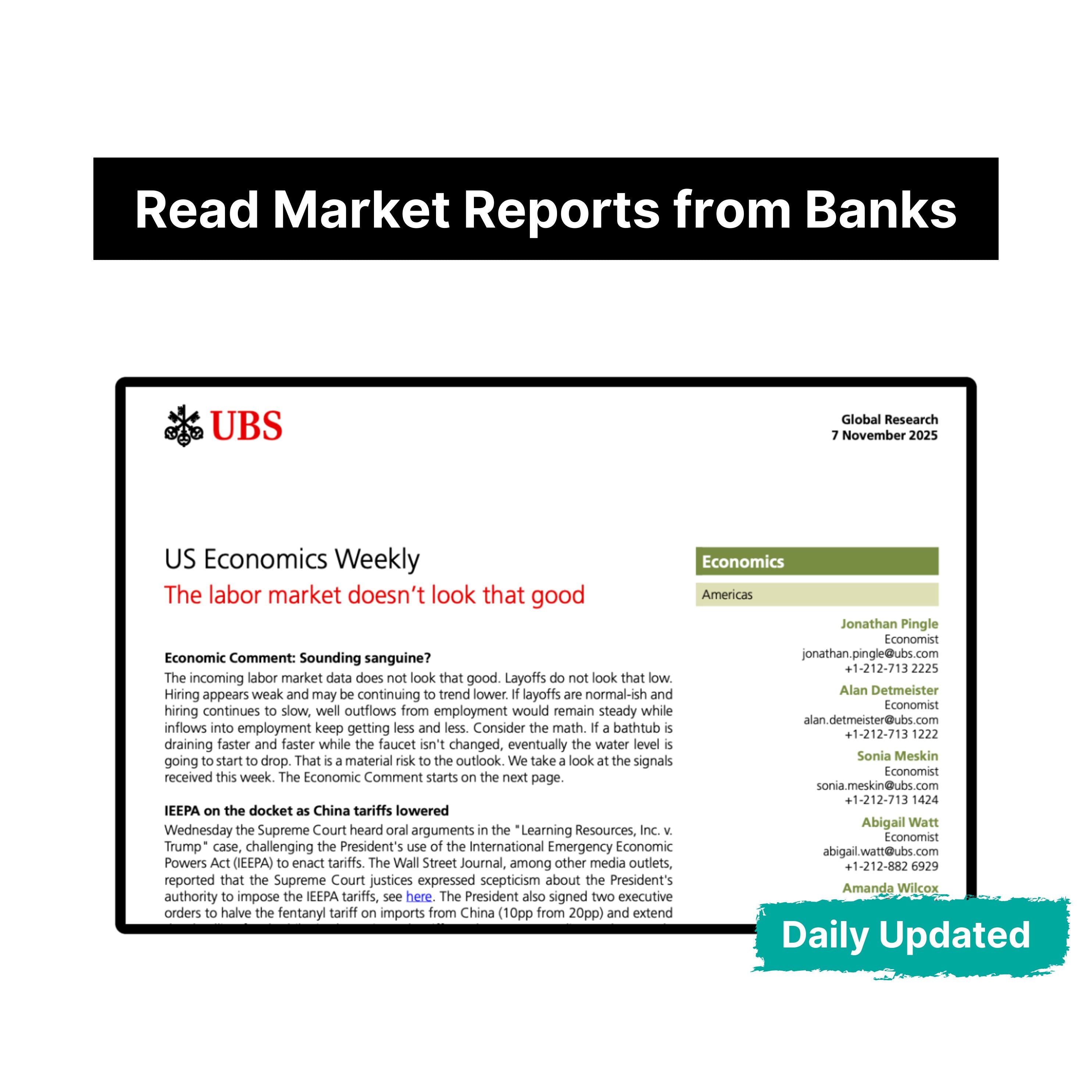 Investment Bank Reports Subscription (Daily Update)