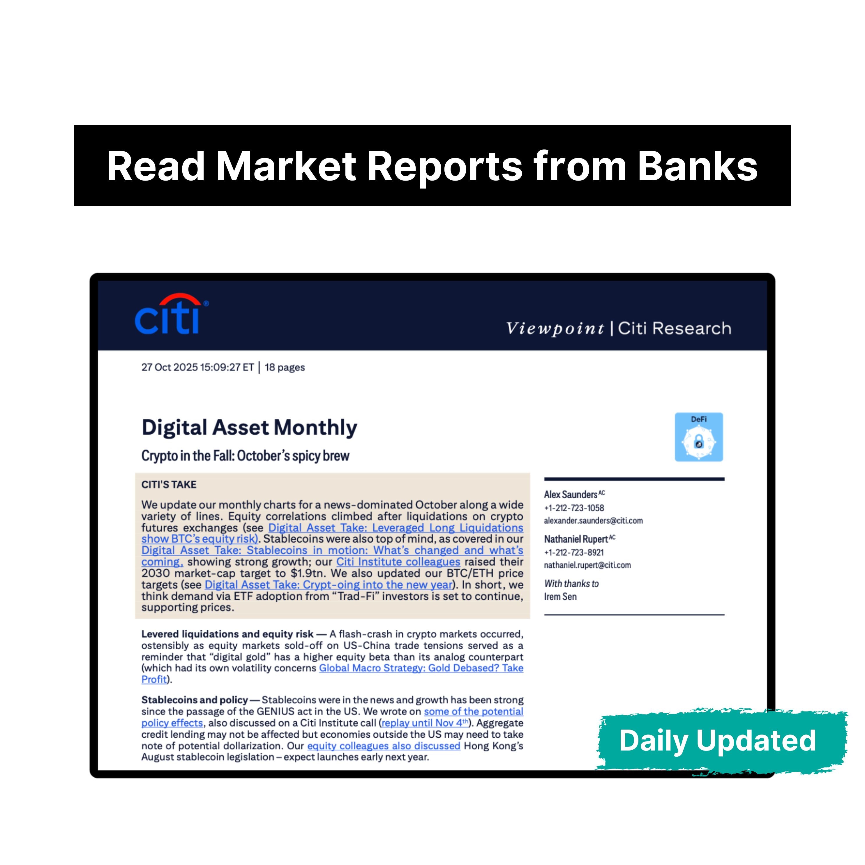 Investment Bank Reports Subscription (Daily Update)