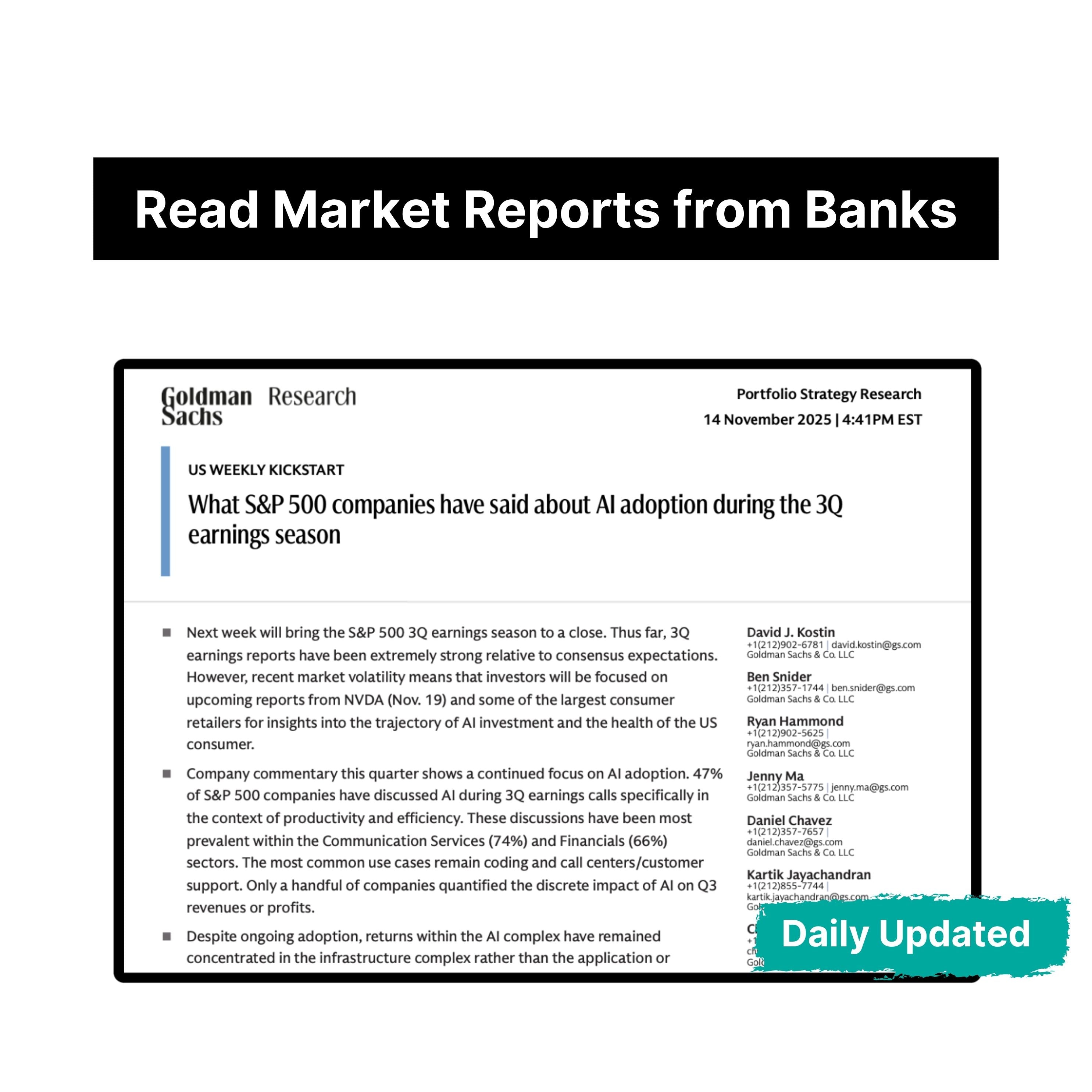 Investment Bank Reports Subscription (Daily Update)