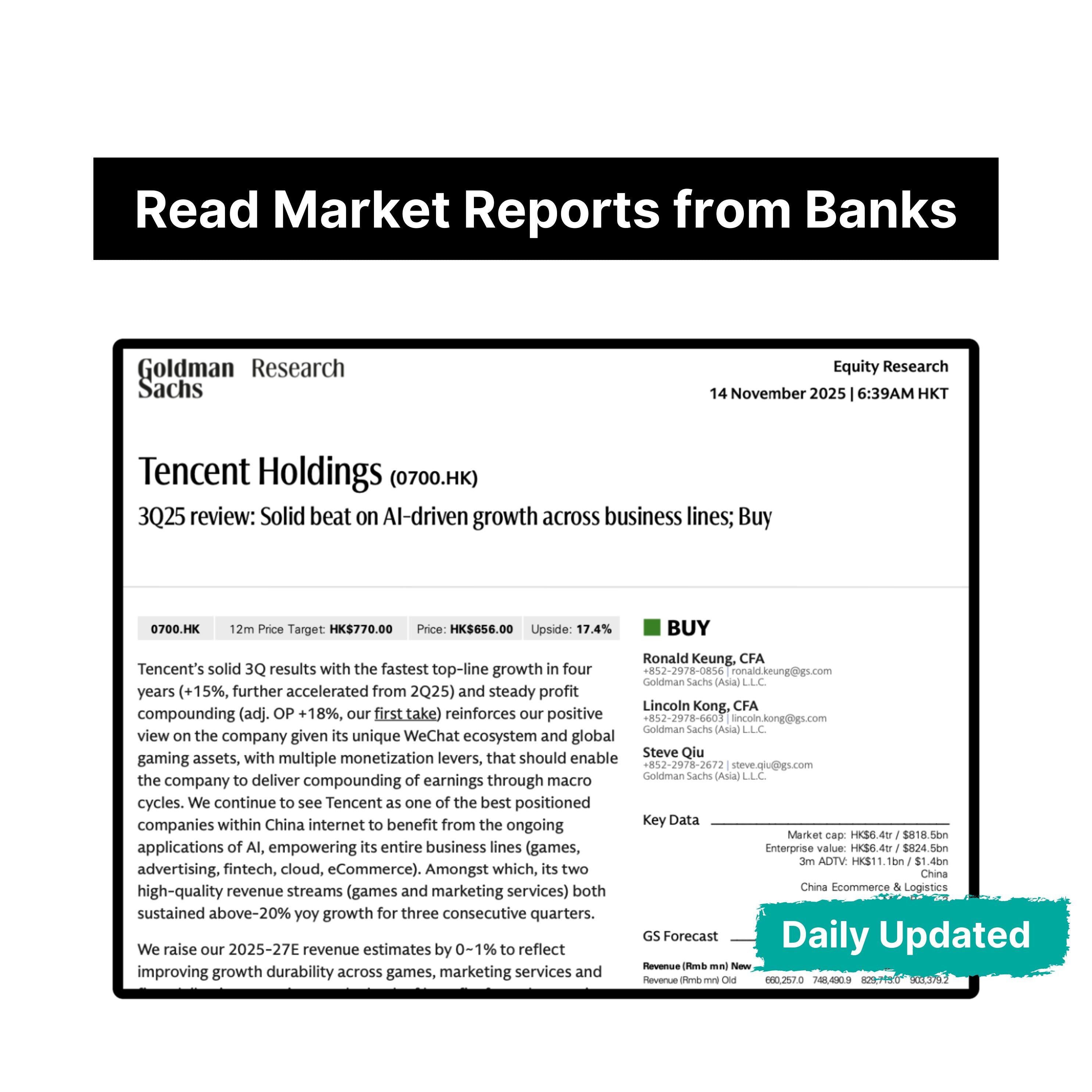 Investment Bank Reports Subscription (Daily Update)